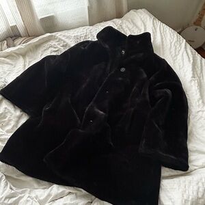 Luxurious Black Faux Fur Coat